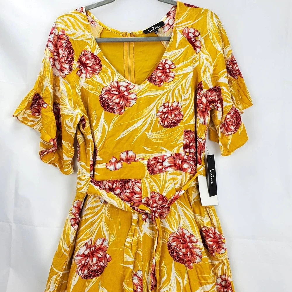 Lulus Garden's Glory Mustard Yellow Floral Print Culotte Jumpsuit - Picture 4 of 13